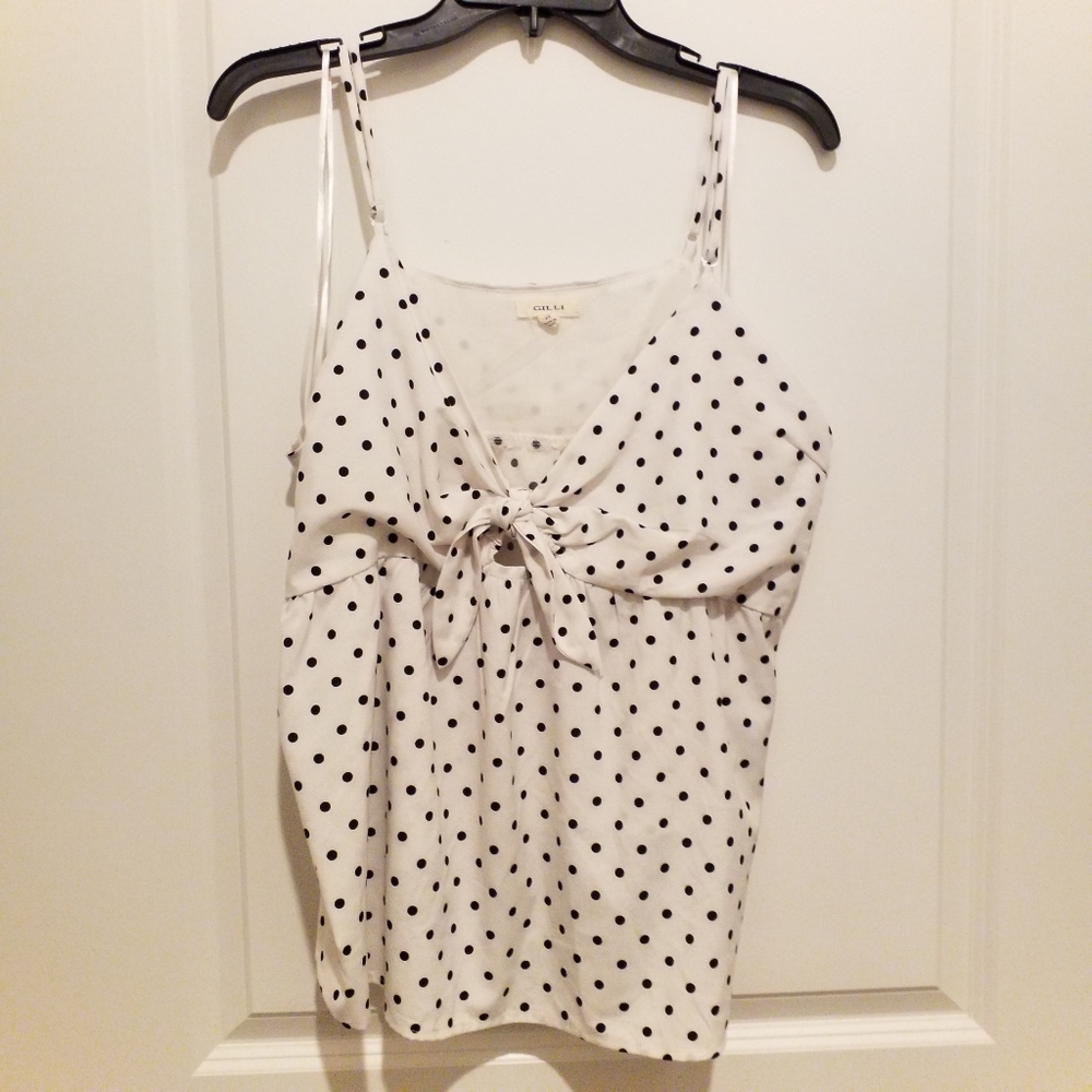 Gilli Black And White Polka Dot Top, Size 2X